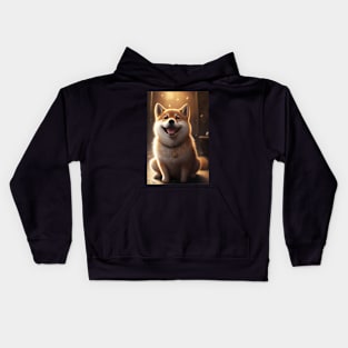 Happy Shiba Inu Dog Kids Hoodie